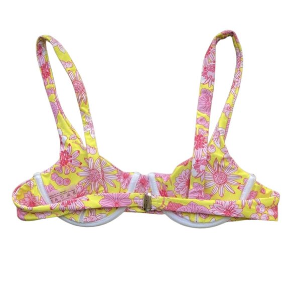 Bright Yellow and Pink Floral Two Piece Bikini Size Small - Picture 5 of 12